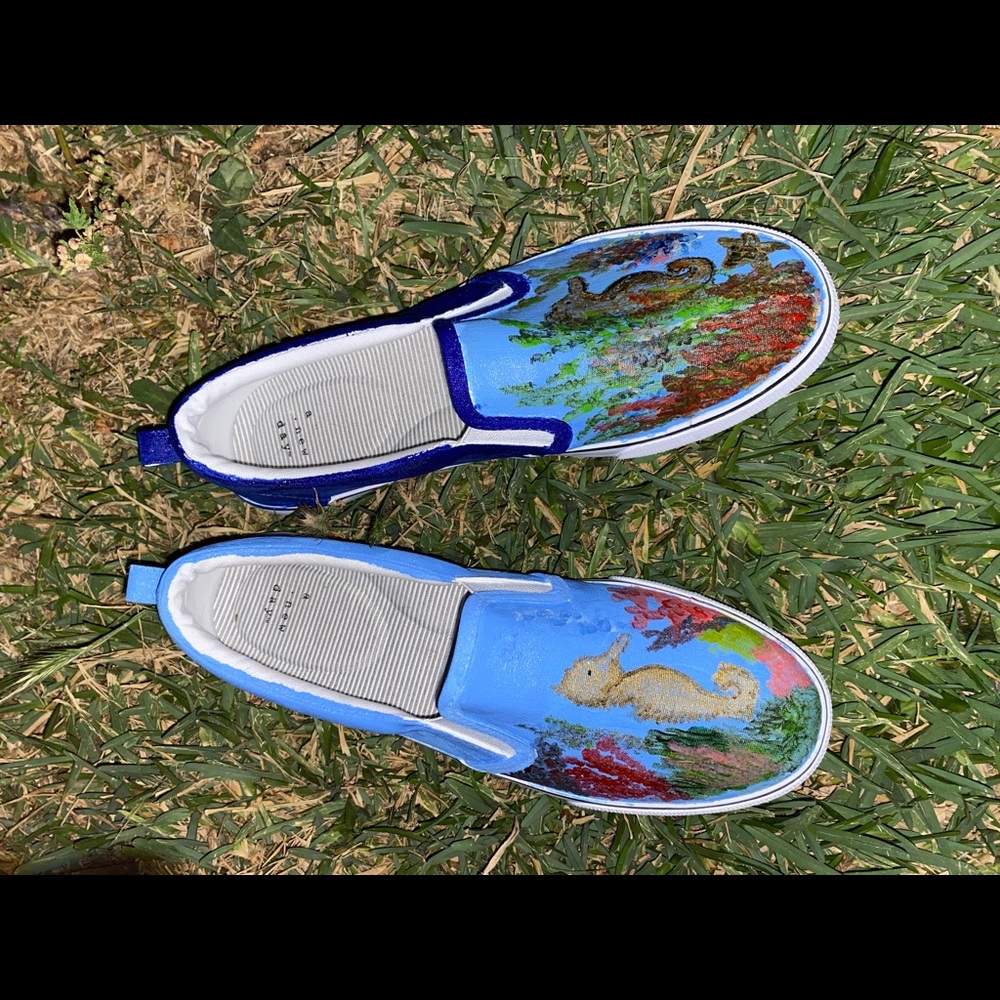 Hand painted Seahorse ocean sneakers